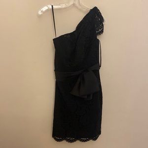 Noir by Lazaro black midi cocktail dress